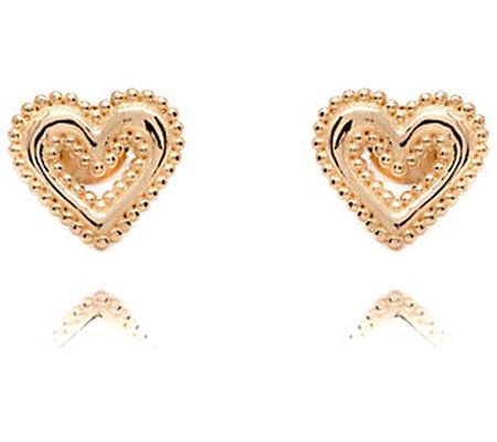 Adi Paz 14K Gold Beaded Heart Stud Earrings