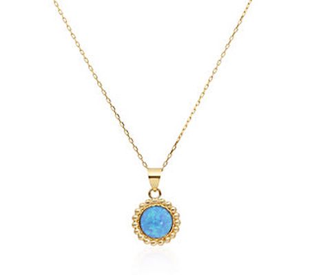Adi Paz 14K Gold Blue Opal Beaded Pendant w/ Ch ain