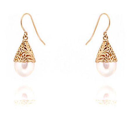Adi Paz 14K Gold Cultured Pearl Filigree Dangle Earrings