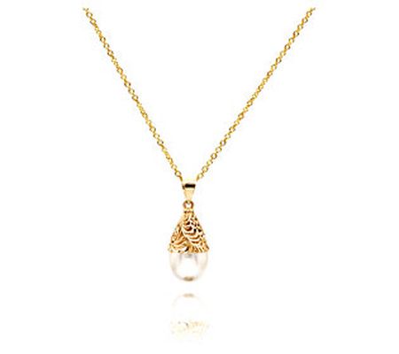 Adi Paz 14K Gold Cultured Pearl Textured Pendan t w/ Chain