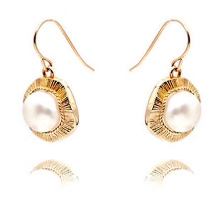 Adi Paz 14K Gold Pearl Textured Dangle Earrings