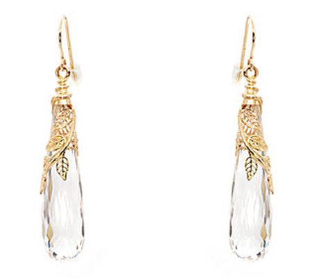 Adi Paz 14K Gold Quartz Leaf Drop Earrings