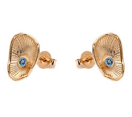 Adi Paz 14K Gold Textured Gemstone Stud Earring s