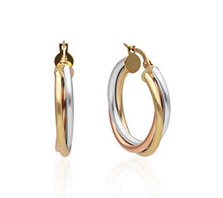 Adi Paz 14K Gold Tri Color Twisted Hoop Earring s