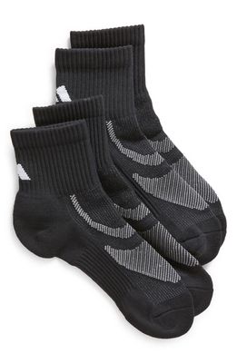 adidas 2-Pack Superlite Performance Quarter Socks in Black/Onix Grey