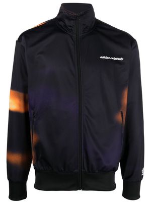 adidas abstract-print high-neck track jacket - Black