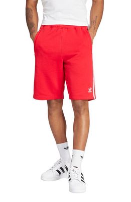 adidas Adicolor 3-Stripes Cotton French Terry Shorts in Better Scarlet