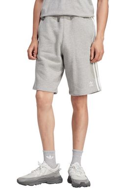 adidas Adicolor 3-Stripes Cotton French Terry Shorts in Medium Grey Heather