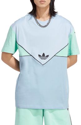 adidas Adicolor Archive Cotton T-Shirt in Blue/Ambient Sky/Green