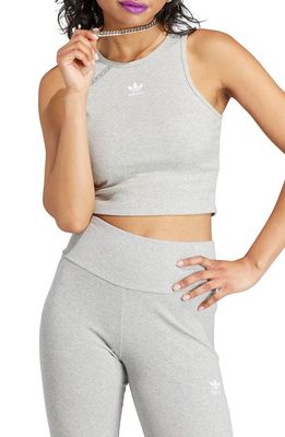 adidas Adicolor Essentials Rib Crop Tank in Medium Grey Heather