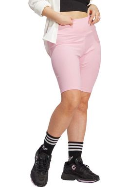adidas Adicolor High Waist Ribbed Shorts in True Pink
