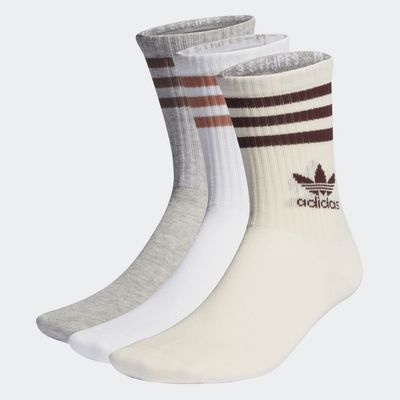 adidas Adicolor Mid Cut Crew Socks 3 Pairs White S
