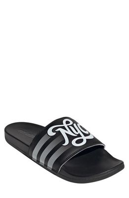 adidas Adilette Comfort Slide Sandal in Black/White/Black