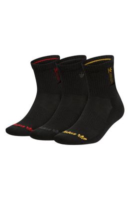 adidas Assorted 3-Pack Originals 3.0 Mid Cut Crew Socks in Black/Gold/Vivid Red