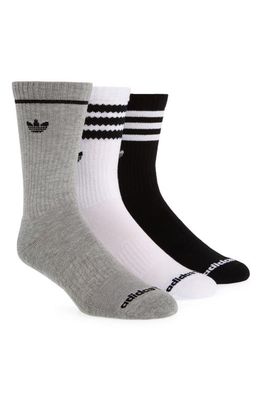 adidas Assorted 3-Pack Originals Roller Crew Socks in White/Grey/Black