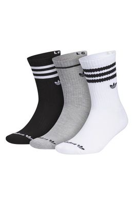 adidas Assorted 3-Pack Trefoil 2.0 Crew Socks in White /Grey/Black