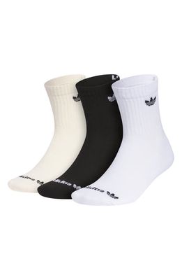 adidas Assorted 3-Pack Trefoil 2.0 High Quarter Socks in White/Black/Wonder White