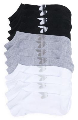 adidas Assorted 3-Pack Trefoil No-Show Socks in Black/White/Grey