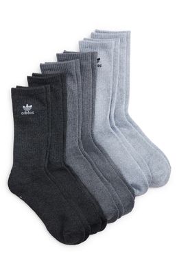 adidas Assorted 6-Pack Trefoil Crew Socks in Grey