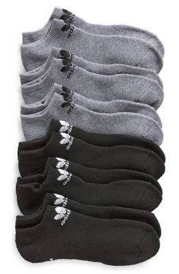 adidas Assorted 6-Pack Trefoil No-Show Socks in Grey