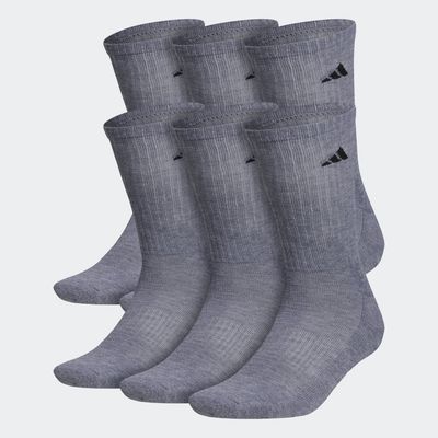 adidas Athletic Cushioned Crew Socks 6 Pairs Medium Grey Heather L