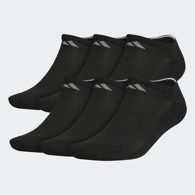 adidas Athletic Cushioned No-Show Socks 6 Pairs Black 10-13
