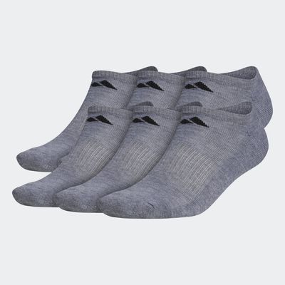 adidas Athletic Cushioned No-Show Socks 6 Pairs Medium Grey Heather L