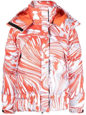 adidas by Stella McCartney abstract-print puffer jacket - Orange