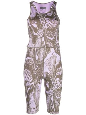 adidas by Stella McCartney abstract-print racerback jumpsuit - Purple