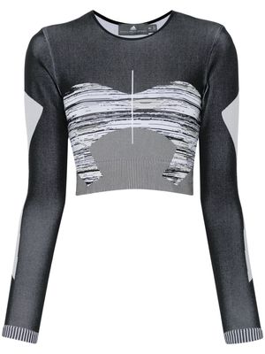 adidas by Stella McCartney graphic-print cropped yoga top - Black