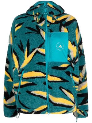 adidas by Stella McCartney leaf-print fleece jacket - Blue
