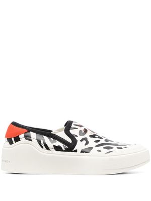 adidas by Stella McCartney leopard-print slip-on sneakers - White