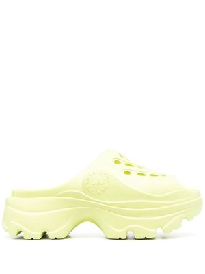 adidas by Stella McCartney logo-embossed perforated clogs - Yellow