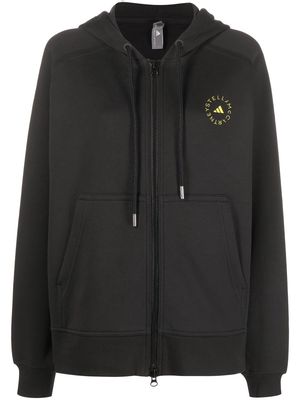 adidas by Stella McCartney logo-print cotton-blend hoodie - Black