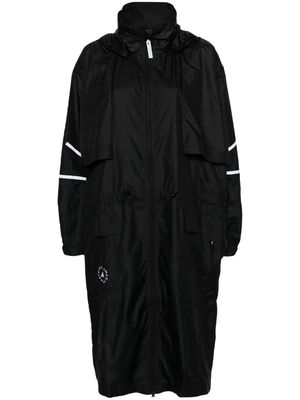 adidas by Stella McCartney logo-print hooded parka coat - Black