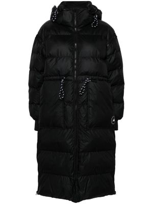adidas by Stella McCartney logo-print panelled hooded coat - Black