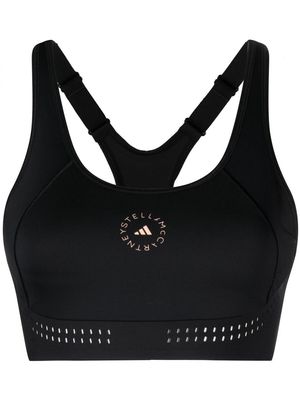 adidas by Stella McCartney logo-print racer-back sports bra - Black