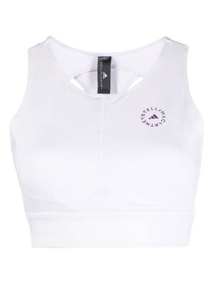 adidas by Stella McCartney logo-print racerback crop top - White