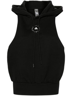 adidas by Stella McCartney logo-print sleeveless hoodie - Black