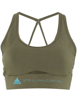 adidas by Stella McCartney logo-rubberised sports bra - Green