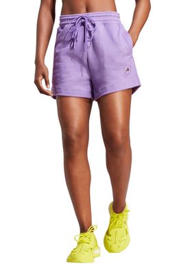 adidas by Stella McCartney Organic Cotton French Terry Shorts in Deep Lilac