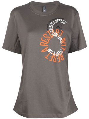 adidas by Stella McCartney organic-cotton slogan-print T-shirt - Grey