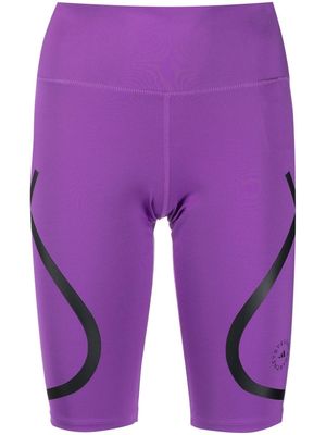 adidas by Stella McCartney stripe-print bicycle shorts - Purple