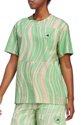 adidas by Stella McCartney True Casuals Organic Cotton T-Shirt in Screaming Green/Blush Pink