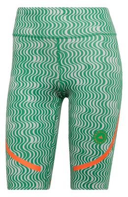 adidas by Stella McCartney True Purpose Training Bike Shorts in Green/Clear Onix