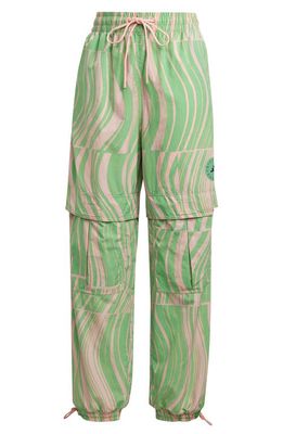 adidas by Stella McCartney TrueCasuals Woven Print Track Pants in Blush Pink/Semi Flash Green