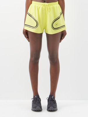 Adidas By Stella Mccartney - Truepace Mesh-insert Recycled Fibre-blend Shorts - Womens - Neon Yellow