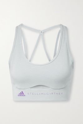 adidas by Stella McCartney - Truestrength Cutout Stretch Modal-blend Sports Bra - Gray