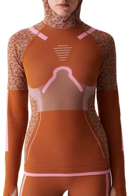 adidas by Stella McCartney TrueStrength Seamless Yoga Hoodie in Caramel/Grey/Pink