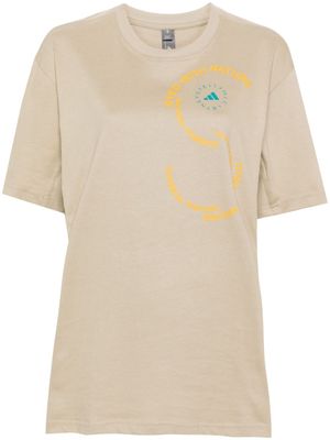 adidas by Stella McCartney x Stella McCartney logo-print organic cotton T-shirt - Neutrals